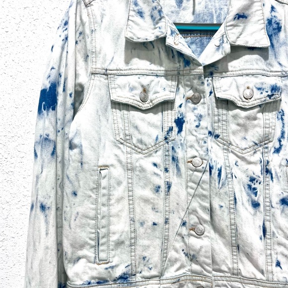 Free People acid Indigo and White Denim Jacket Large‎ - Picture 6 of 7